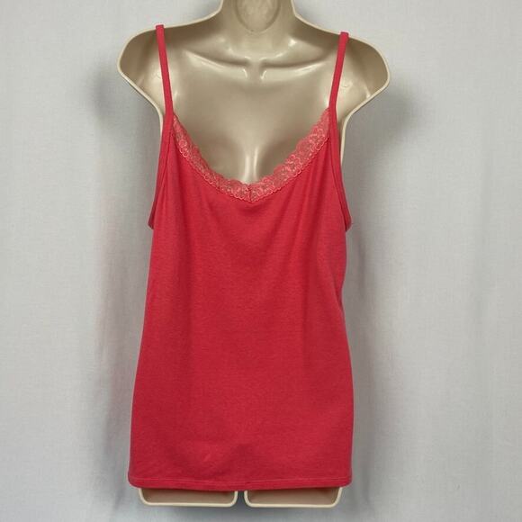GAP Lace Trimmed Tank Top Womens XL Pink Soft Stretch Cami Babydoll Vintage Y2K - Picture 4 of 10